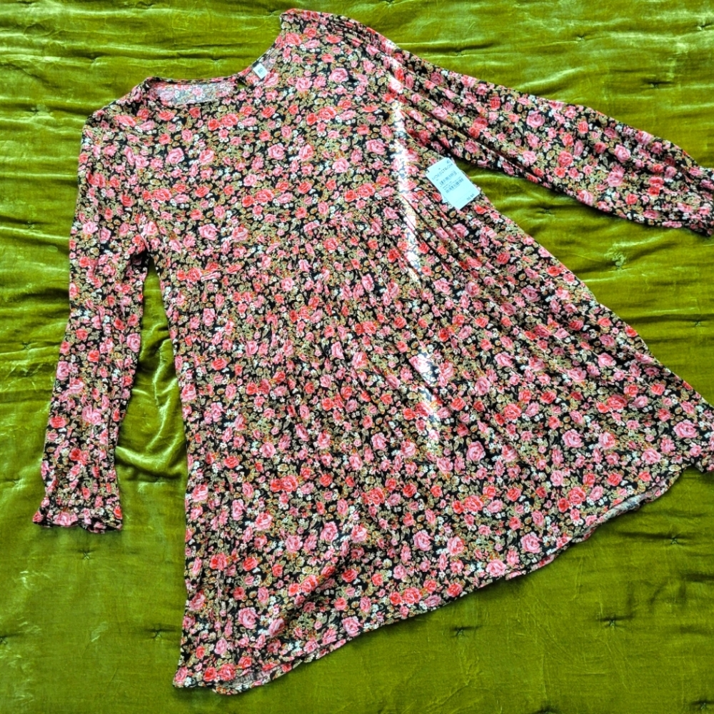 Rose Print Mini Dress